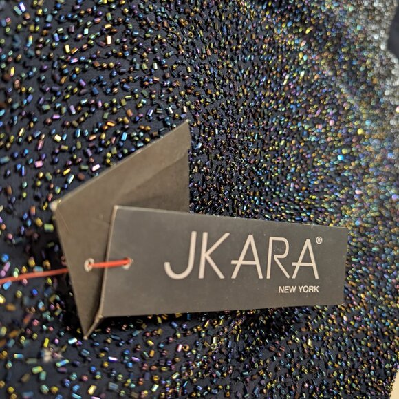 J Kara Elegant Navy Beaded Bodice W/ Chiffon Skirt New Year's Gown Size 12 NWT - Picture 8 of 13